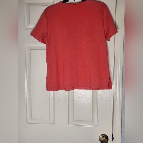 Alfred Dunner M Coral Floral Embroidered Top Sequins ShrtSlve V Neck Women's Top - Picture 8 of 8